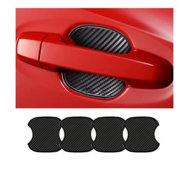 Tioollev 4PCS Car Door Handle Cup Scratch Protectors, TPU Carbon Fiber Door Bowl 3D Sticker, Handle Paint Cover Guard Pad, Universal Door Handle Protective Film for Most Cars (Medium-Black)