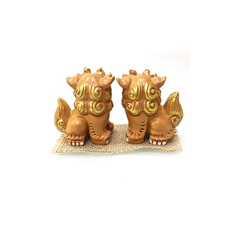 Okinawa Souvenir Lion-Dog Figurine Mini Entrance Pair Rakuten Lion-Dog (Brown)