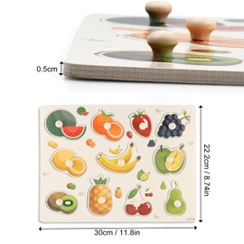 4er Set Kinder Holzpuzzle, Kleinkinder Spielzeug ab 2 3 Jahre, Lernspielzeug Kinderspielzeug 2 3 Jahre, Puzzle ab 3 Holzpuzzle, Steckpuzzle für Jungen und Mädchen（Tier Alphabet Transport Frucht）