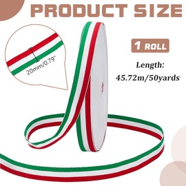 PH PandaHall 45.7 m Tricolour Decorative Ribbon 2 cm Italian Flag Patriotic Ribbon Red White and Green Ribbon for Party Gift Packaging Holiday Decoration