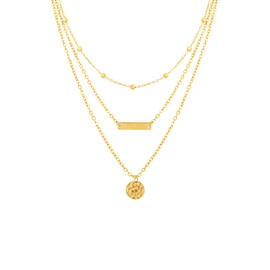 Sacina Layered Dainty Coin Choker Necklace, Gold-tone Coin Bar necklace, Dainty Christmas Jewelry Gift for Women