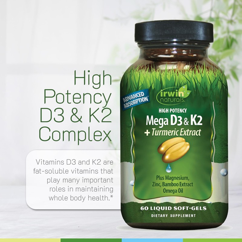 Irwin Naturals High Potency Mega D3 & K2 + Turmeric