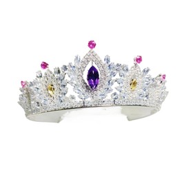 ZECAA Woman Tiara Crown With Amethyst Citrine Pink Topaz Stones For Birthday Prom Wedding Christmas Dating