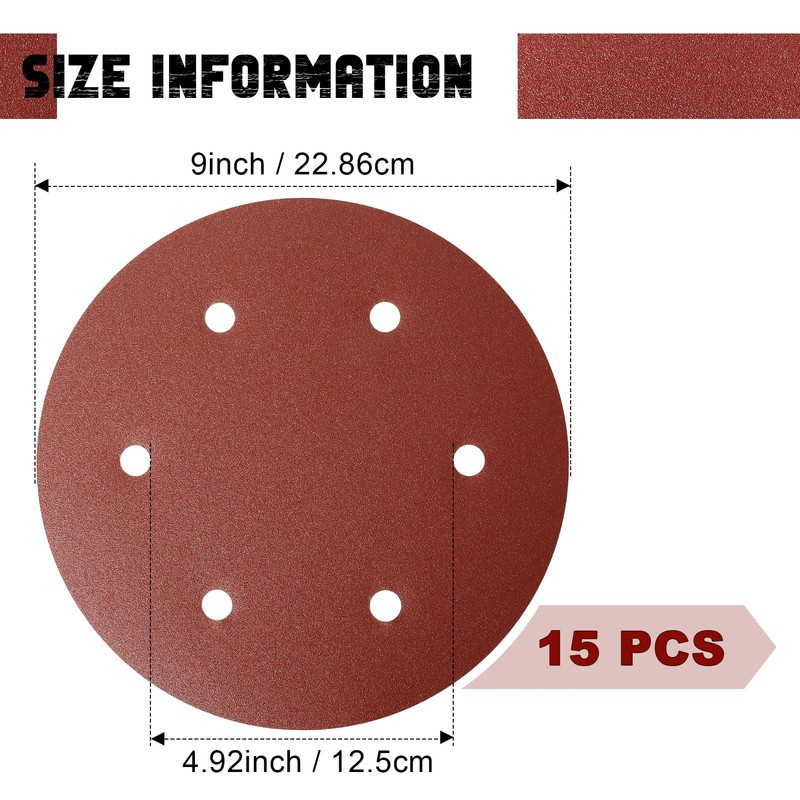 9 Inch 6 Hole Sanding Disc, GOH DODD 80 Grit