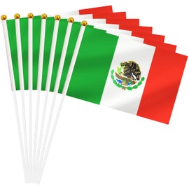 Yamiuo 50 Pack Mexico Mini Stick Flag, Mexican Hand Held Small Miniature Stick Flag, National Country Flag for Party Decorations, Outdoor Decoration, Festival Events Celebration, World Cup, Sports Events, International Festival (Mexico)