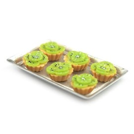 MyTinyWorld 6 Loose Dolls House Miniature Sliced Kiwi Tarts on a Tray