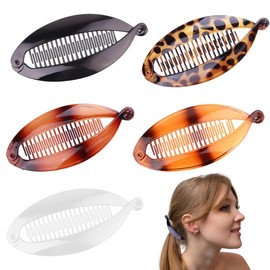 Pack of 5 Banana Clips, Retro Fishtail Hair Clips, French Banana Clips, Ponytail Holder, Suitable for Long Hair, Curly or Straight Hair, Banana Clip Hair Clips