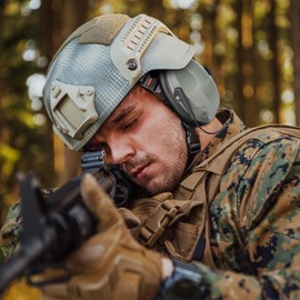 Yzpacc 31dB NRR Shooting Earmuffs Hearing Protection Noise Cancelling Headphones Tactical Military Airsoft for Gun Range Hunting Safety Noise Reduction Earmuffs Headset, gray