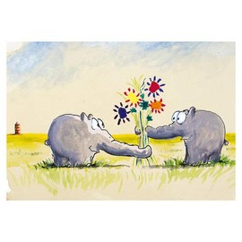 modern times Ottifant Productions GmbH Postcard A6 + + 2 Ottifants with Flower Bouquet + Modern Times ©