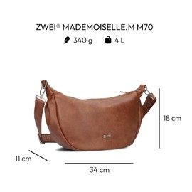Zwei Mademoiselle.M M70 Women's Moon Bag 4 Litre Trendy Bag in Crescent Shape Versatile as Bum Bag Crossbody Bag Evening Bag Shoulder Bag, Cognac