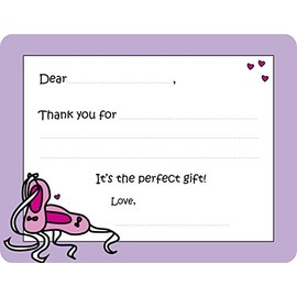 Script and Scribble Ballet Fill-in Thank You Note Cards for Kids, 5.5" X 4.25" Notecards with White Envelopes