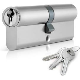 Chrome 45/55 Euro Cylinder Lock (100mm), Euro Door Barrel Lock with 3 Keys, Anti-Bump, Anti-Drill and Anti-Pick Door Lock with Key (Chrome, 45/55)