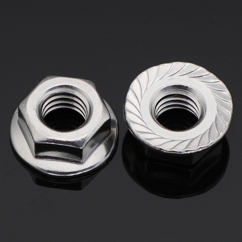 3/8-16 Serrated Flange Hex Lock Nuts, Stainless Steel 18-8 (304),