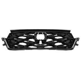 HECASA Front Bumper Grille Compatible with 2023-2024 Honda CR-V CRV Upper Grill Black Painted ABS