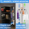 3-H Magnetic Broom Holder Wall Mount 1 Pack, 2-in-1 Dual