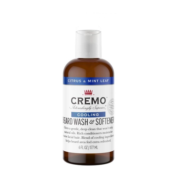 Cremo Citrus Mint Leaf 2n1 Cooling Beard and Face Wash, Specifically Designed to Clean Coarse Facial Hair, 6 Oz