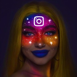 Go Ho Glow UV Neon Gold Face Body Paint,Water Based Bright Color Neon Fluorescent Body Paint with Cushion Applicator,Glow In The Dark Under UV Lighting Party Halloween Makeup Washable