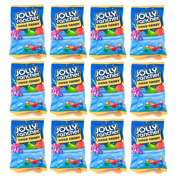 Jolly Rancher Hard Candy in Original Flavors-Peg Bag, 3.8-Ounce Bag (Pack of 12)