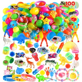 LACCHOUFEE 100Pcs Prefilled Easter Eggs with Toys, Filled Easter Eggs with Toys Inside, Easter Eggs Filled Basket Stuffed - Pre Filled Plastic Easter Eggs Bulk for Kids Party Favors