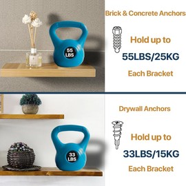 EJY9006B-2P Invisible Shelf Bracket, SAYAYO Shelf Bracket, Black Hidden Shelf Bracket, Floating with Screws for Wall Mounting, Decoration, Cabinet, Furniture in Kitchen or Living Room, Pack of 2