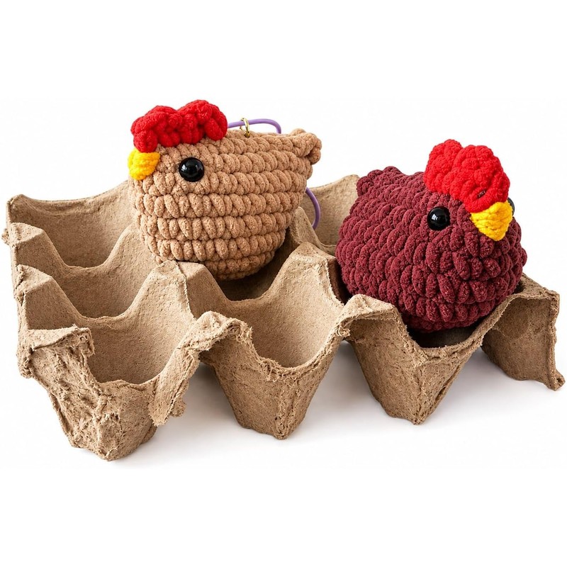 Genérico Pareja de Llaveros Gallinitas a Crochet - Amigurum Tejido