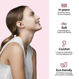 FNGXX Ear Plugs for Noise Reduction, Reusable Flexible Silicone EarPlugs for Sleeping, Concerts, Motorcycles, Airplanes & Noise Sensitivity, Three Sizes (S/M/L) - 35dB Noise Cancelling (Red-X)