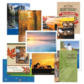 Scenic & Graphic Birthday Greeting Cards Value Pack - Set of 20, 10 Unique Designs, Large 5 x 7 Inch Cards, Sentiments Inside, Envelopes Included, by Current