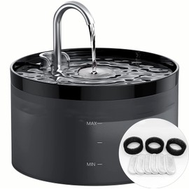 Cat Water Fountain for Cats Indoor: 67oz/2L GIOTOHUN Cat Fountains - Silent Pet Water Fountain for Drinking - Black Cat Drinking Fountain with Light - Faucet Pet Fountain with 6 Filters + 3 Sponges