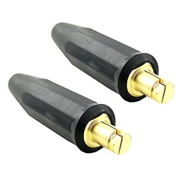 WeldingCity 2-pk Tweco-Lenco Style Twist-Lock Insulated Male Connector for Welding Cable #4-2/0 (25-50mm) in Miller Lincoln ESAB Welders (Pack of 2 Male Connectors)