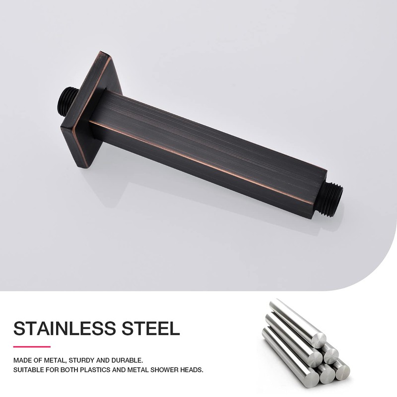 Brushed Bronze Ceiling Mounted Shower Arm with Flange 6 Inch
