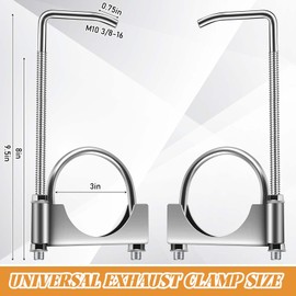 Datanly 2 Pcs 3 Inch Universal Exhaust Clamp with Hanger, Made of Heavy-Duty Clamp with Rear Muffler Hanger Exhaust Pipe for Cars, Trucks Pipes
