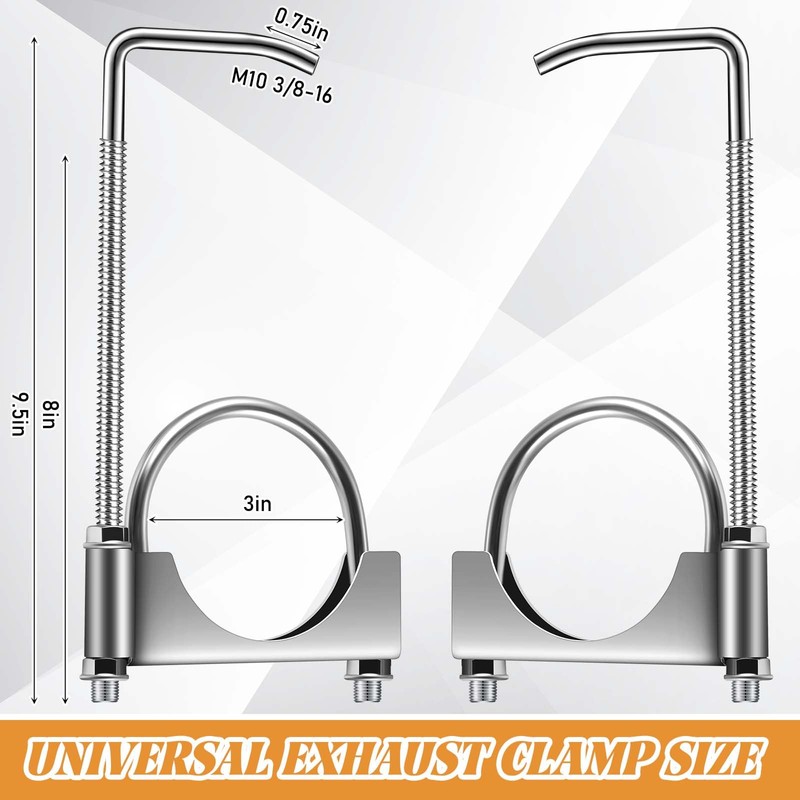 Datanly 2 Pcs 3 Inch Universal Exhaust Clamp with Hanger,