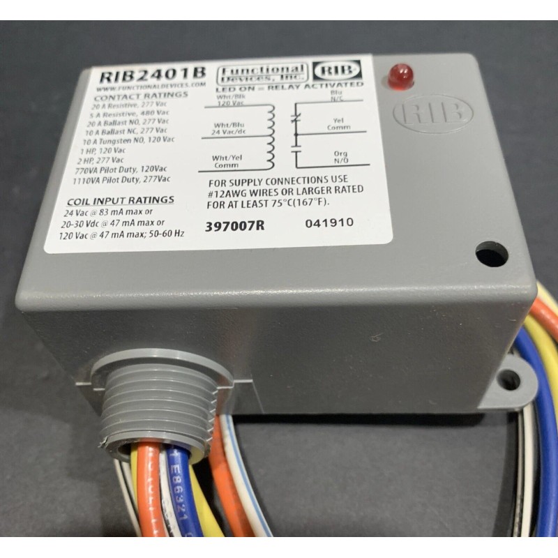 RIB RIBT2401B Enclosed Relay 395024A 24VAC SPDT 20Amp NEW