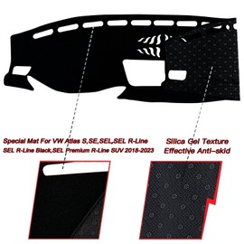 KEEGTBOX Dash Mat Cover Interior Dashboard Protection pad Compatible with Volkswagen Atlas SUV S SE SEL and SEL Premium 2018-2023 Sunshade Glare UV Rays Protector (Black Trim)
