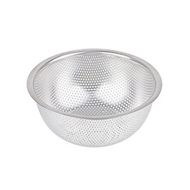 DELISH KITCHEN HB-4232 Pearl Metal Strainer Silver 7.1 inches (18 cm) Stainless Steel Punch Ball with Feet