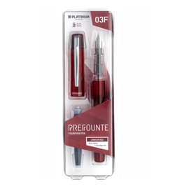 Platinum Prefount Crimson Red Fine Fountain Pen, Pack of 1