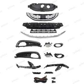 Unbranded 14PC For CIVIC Sedan 2013-2015 Bumper Grille Mesh Fog lamps HeadLamp Bracket Kit