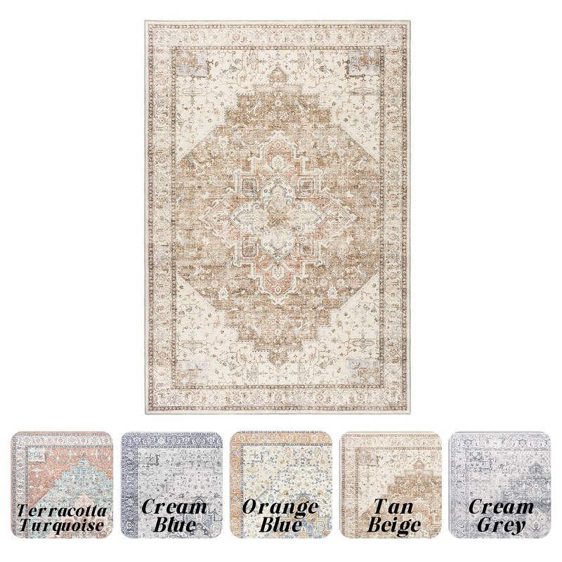 BILEEHOME 3x5 Area Rug,Washable Non Slip Neutral Farmhouse Front Door