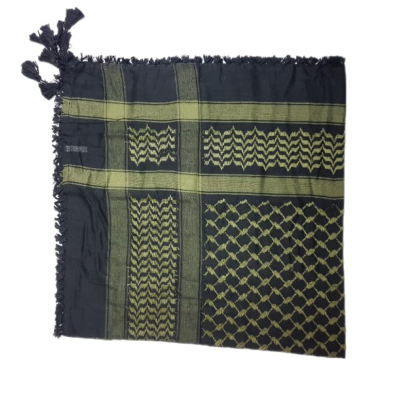Retro Seventy2 Olive Green and Black Palestinian Shemagh Scarf with