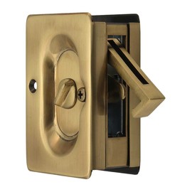 Emtek Pocket Door Privacy Lock Set, Antique Brass