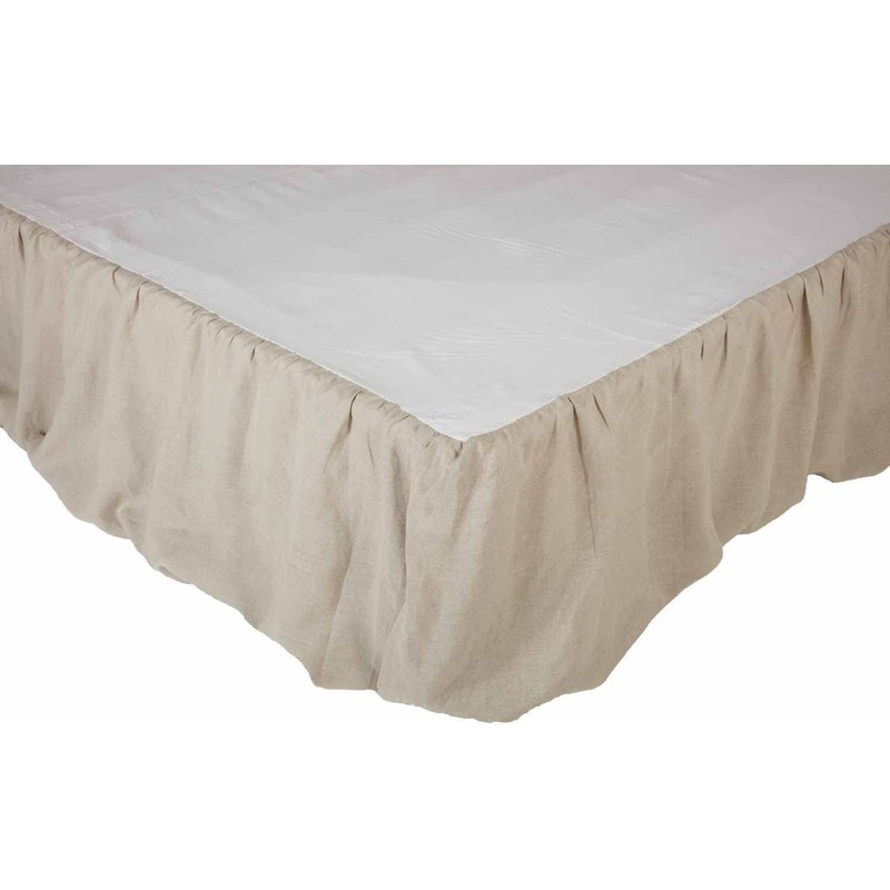 Piper Classics Provincial Linen Natural Beige King Ruffled Bed Skirt