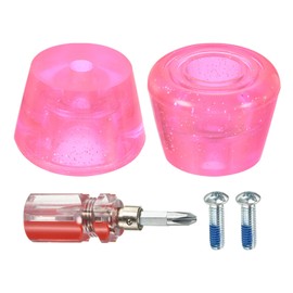 M METERXITY Roller Skate Stopper - Rubber Brake Block Toe Stops, Adjustable with Screwdriver, Apply to Roller Skate (1.46 Inch 1.85 Inch Dia, Clear Pink)