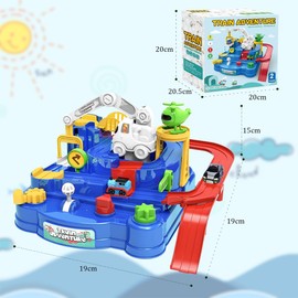 LHChan Pistas de Carros para Niños, Juguetes Didácticos de Aventuras en Coche, con 2 Mini Carros, Coches de Juguetes, Juguetes Montessori de Carritos para Niño, Regalo Niños 3 4 5 6 Años