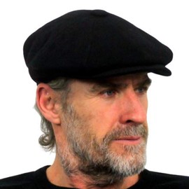 London Design Men's Newsboy Cap Baker Boy Gatsby Felt Wool Black Size 56-57cm