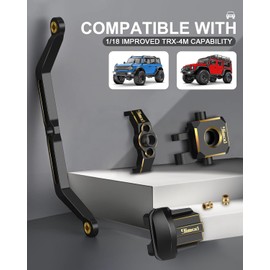 9imod Trx4m Upgrade Brass Steering Blocks Knuckle, Caster Blocks C-Hubs, Steering Link and Front Rear Axle Diff Covers for TRX4M 1/18 RC Crawler Car Upgrades Parts, 7-Piece Kit