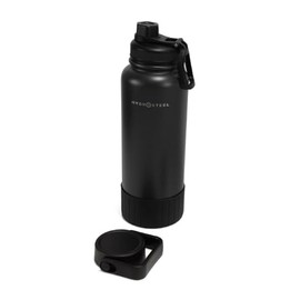 24oz Stainless Matte Vacuum Water Bottle Dual Lid Black