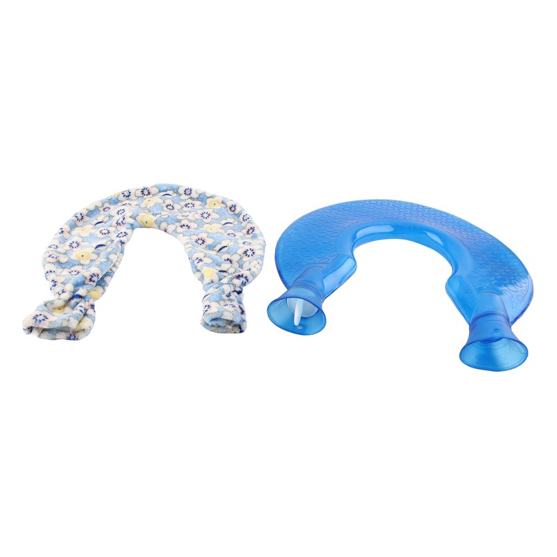1400ml U Shaped Hot Water Bag Translucent Blue PVC Heating