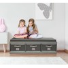 Kid's Cushioned Storage Bench with 3 Basket Bins