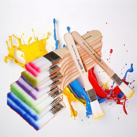 12 Piece Wide Flat Brush Set, Watercolour Brush Set, Acrylic Paint Acrylic Brush with Wooden Handles, Artist Brush, 12 Sizes, Oil Paint Brush Set, Acrylic Flat Brush for Painting, Oil Painting