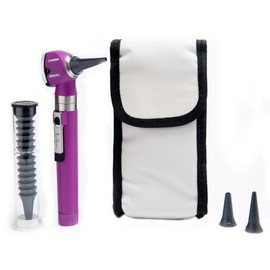 GIMA - Sigma C Otoscope with LED Light, in Portable Bag for Use, Otoscope with Magnification for ENT Ophthalmology, Children, Adults, Pets (Purple) + 14 Speculas, Purple